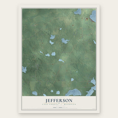 Jefferson, Cass County, Michigan map print, the full design