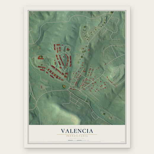 Valencia, Pennsylvania map print, the full design