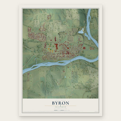 Byron, Illinois map print, the full design