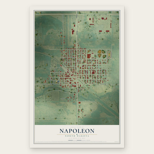 Napoleon, North Dakota map print, the full design
