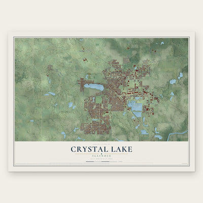 Crystal Lake, Illinois map print, the full design