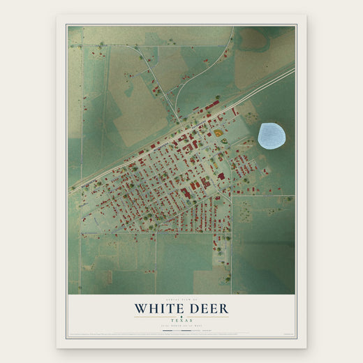 White Deer, Texas map print, the full design