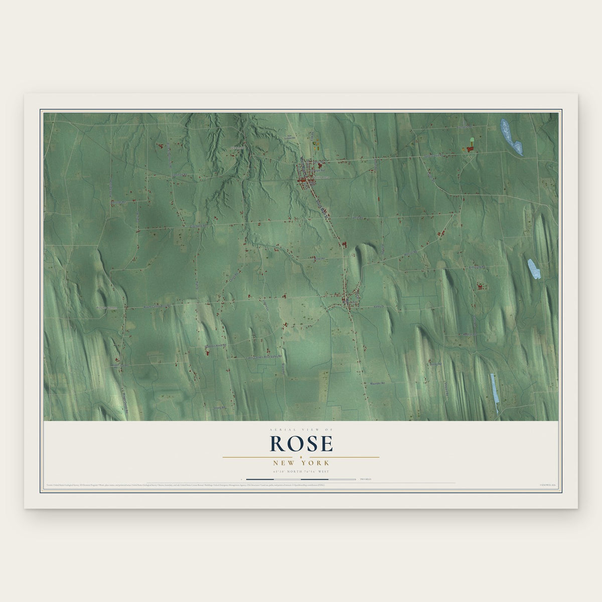 Rose, New York map print, the full design