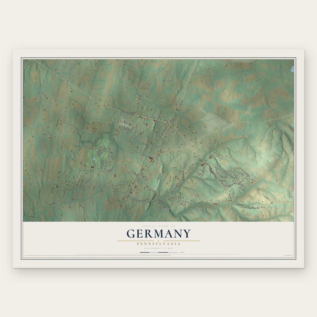 Germany, Pennsylvania map print, the full design