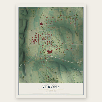 Verona, Missouri map print, the full design