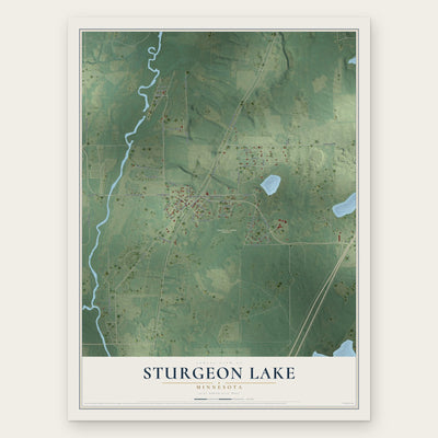 Sturgeon Lake, Minnesota map print, the full design