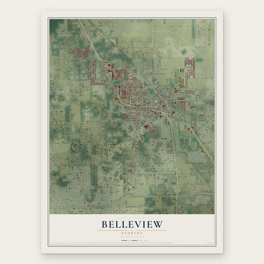Belleview, Florida map print, the full design