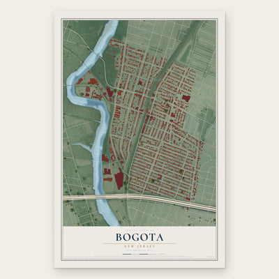 Bogota, New Jersey map print, the full design