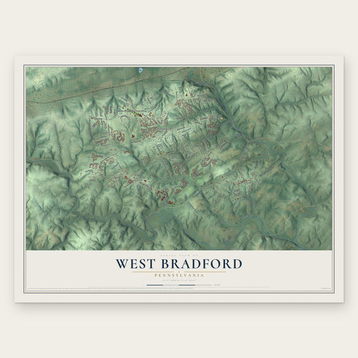 West Bradford, Pennsylvania map print, the full design