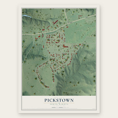 Pickstown, South Dakota map print, the full design