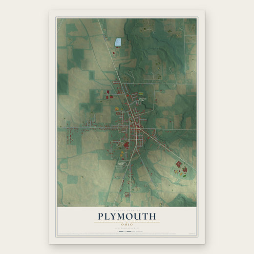Plymouth, Ohio map print, the full design