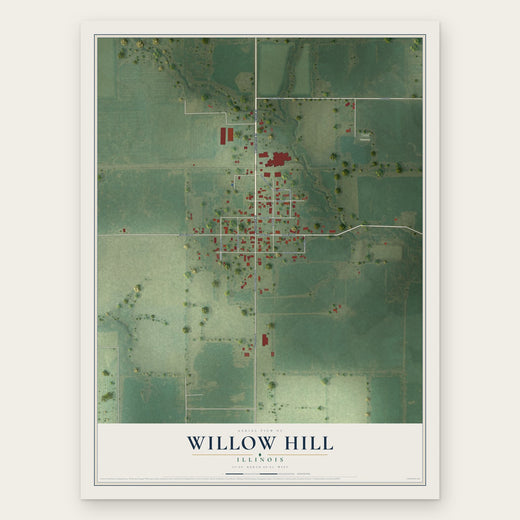 Willow Hill, Illinois map print, the full design