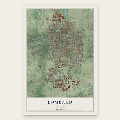 Lombard, Illinois map print, the full design