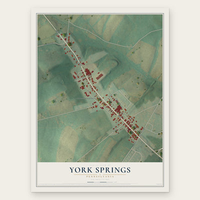 York Springs, Pennsylvania map print, the full design