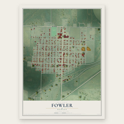 Fowler, Kansas map print, the full design
