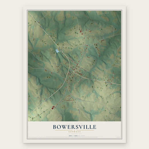 Bowersville, Georgia map print, the full design