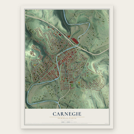 Carnegie, Pennsylvania map print, the full design