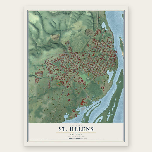 St. Helens, Oregon map print, the full design