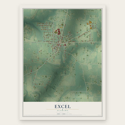 Excel, Alabama map print, the full design