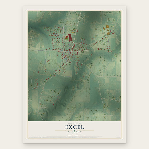 Excel, Alabama map print, the full design
