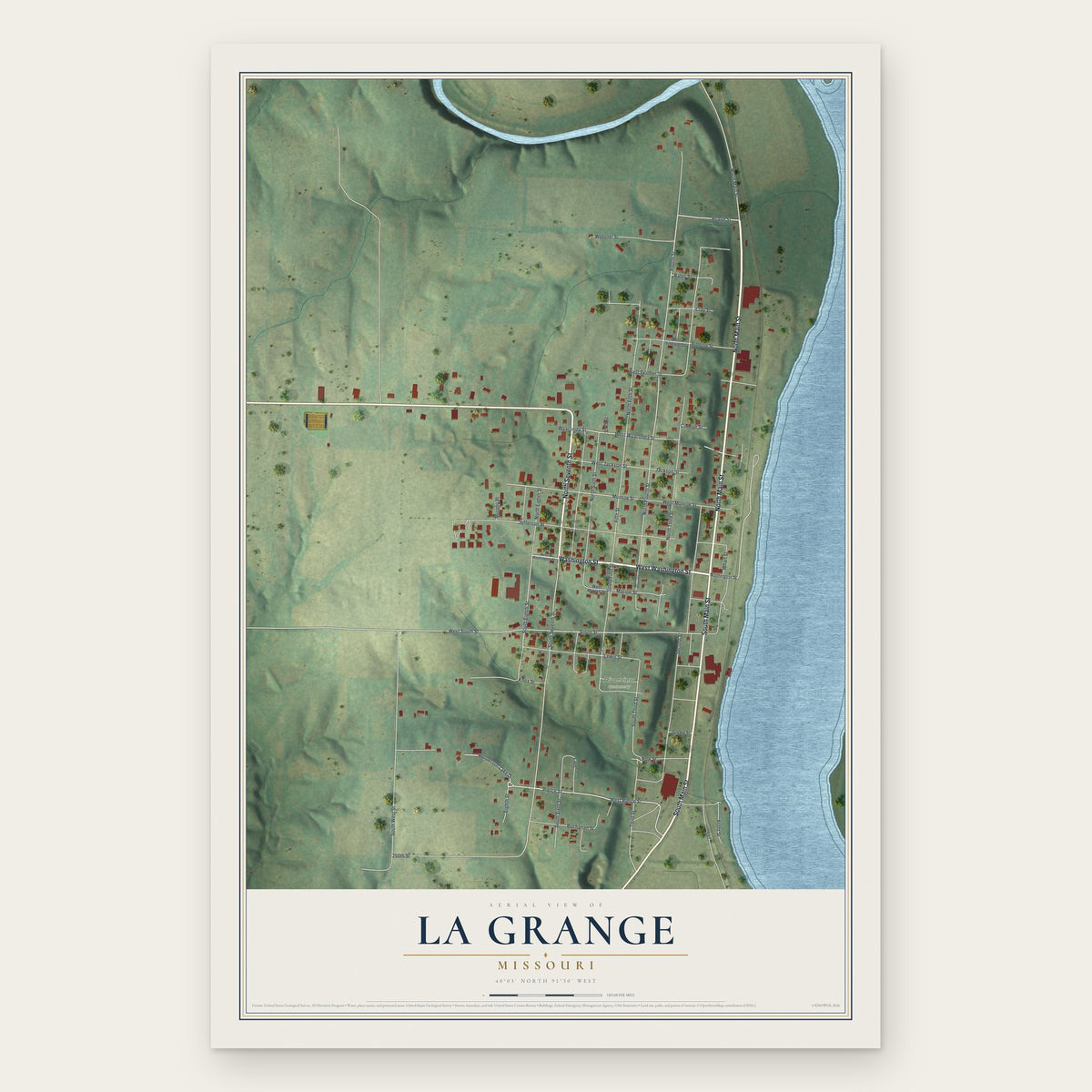 La Grange, Missouri map print, the full design