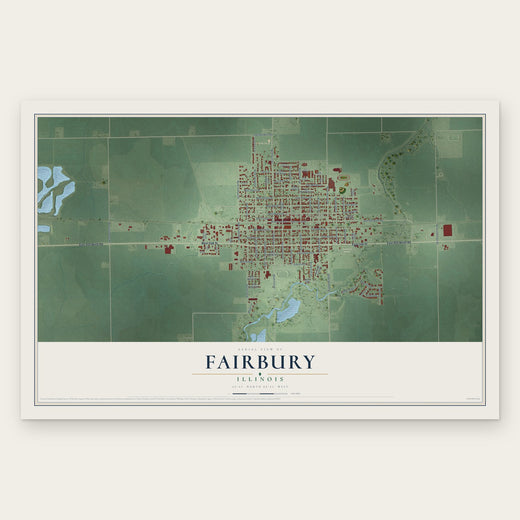 Fairbury, Illinois map print, the full design