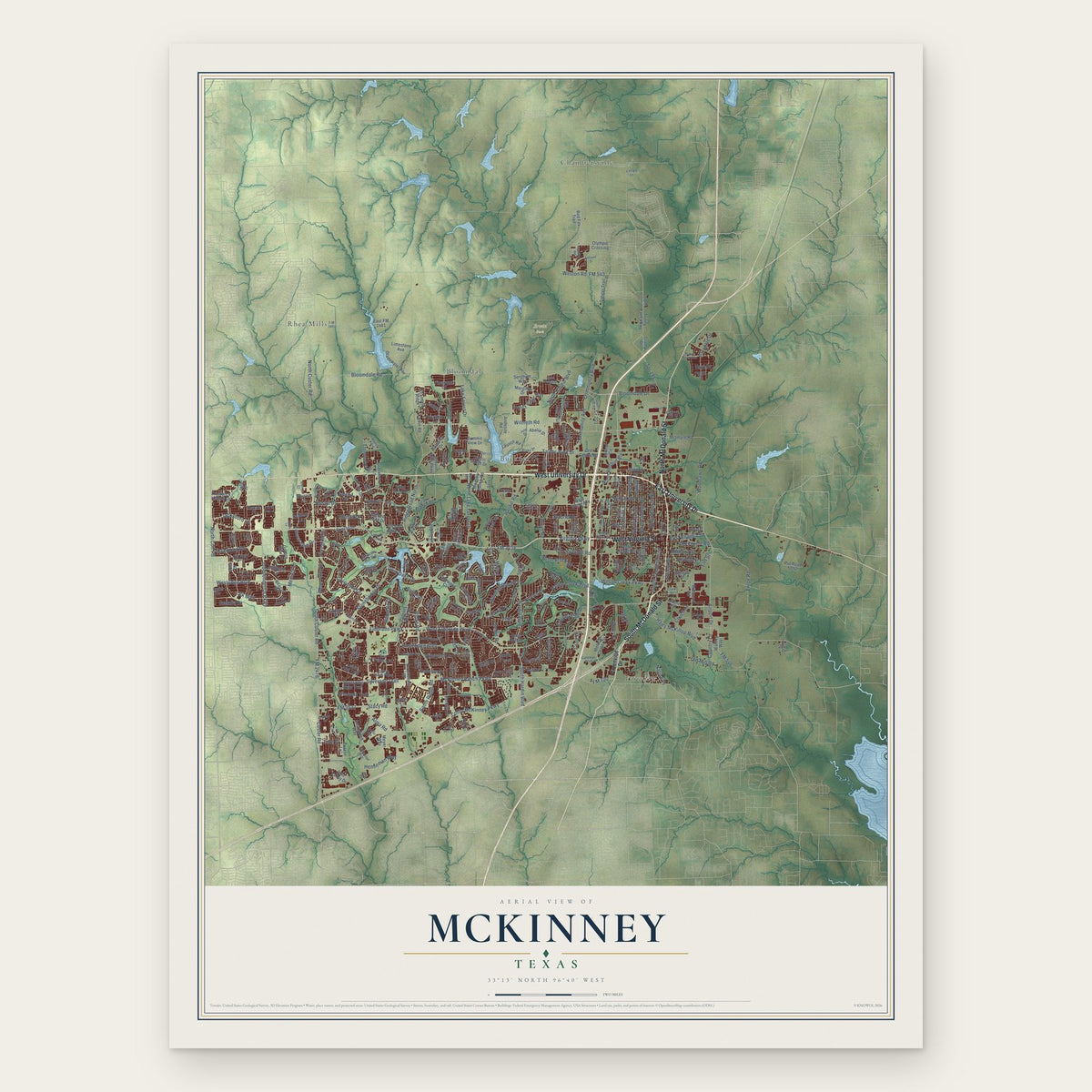 McKinney, Texas map print, the full design