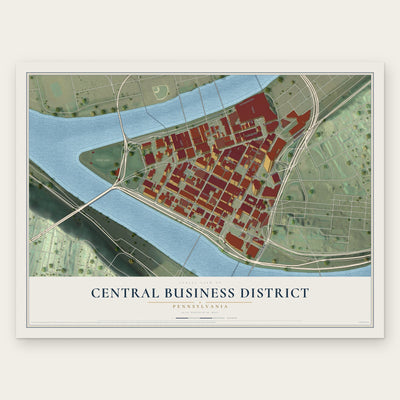 Central Business District, Pennsylvania map print, the full design
