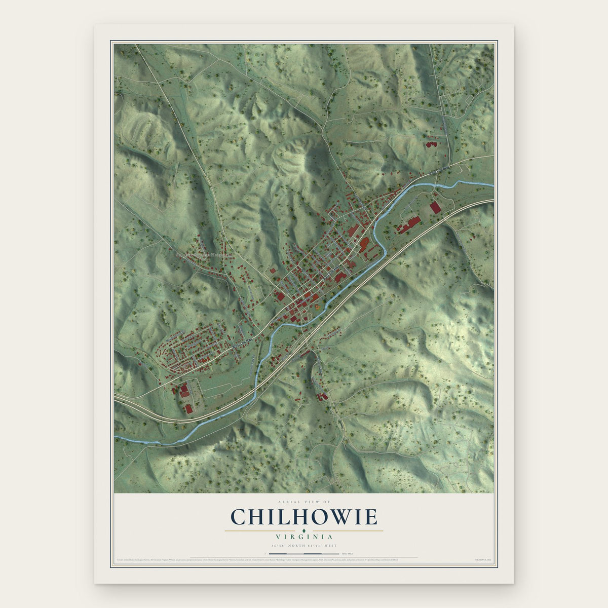 Chilhowie, Virginia map print, the full design