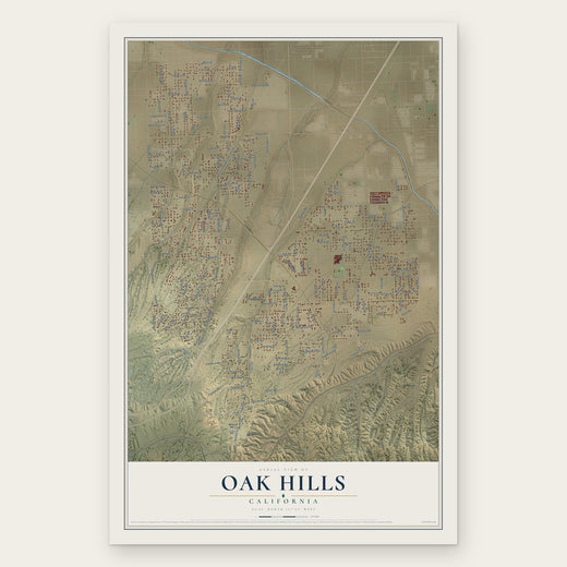 Oak Hills, California map print, the full design
