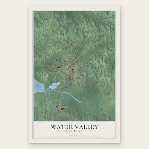 Water Valley, Mississippi map print, the full design