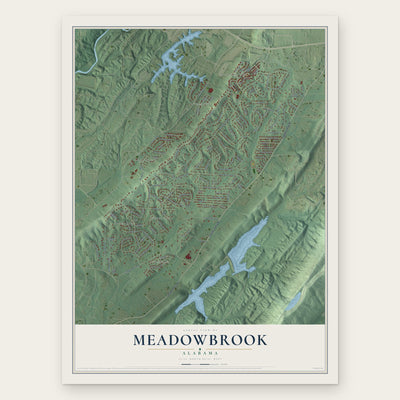 Meadowbrook, Alabama map print, the full design