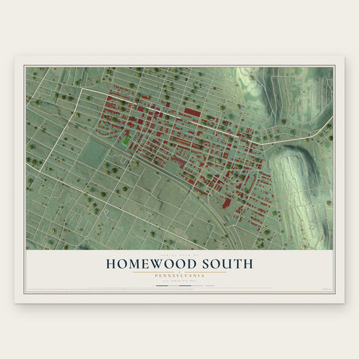 Homewood South, Pennsylvania map print, the full design