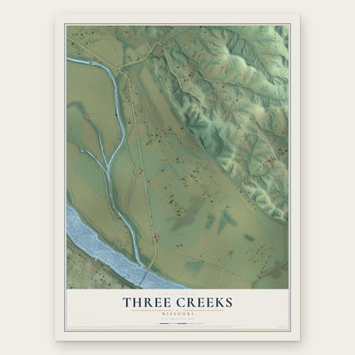 Three Creeks, Missouri map print, the full design