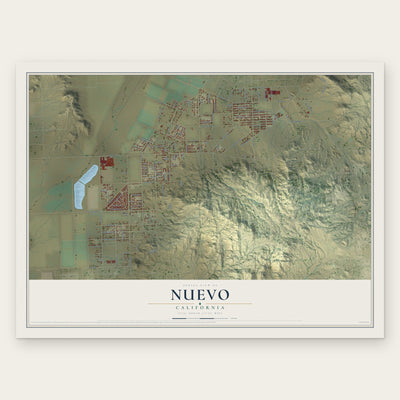 Nuevo, California map print, the full design