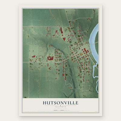 Hutsonville, Illinois map print, the full design