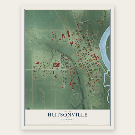 Hutsonville, Illinois map print, the full design
