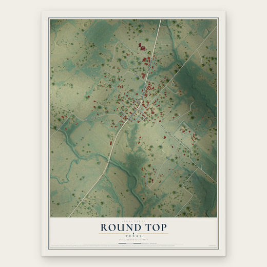 Round Top, Texas map print, the full design