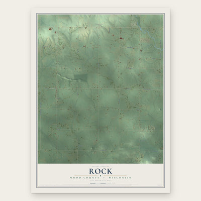 Rock, Wood County, Wisconsin map print, the full design