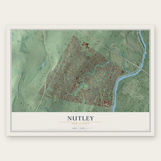 Nutley, New Jersey map print, the full design