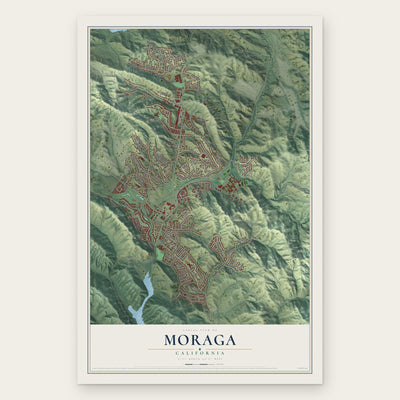 Moraga, California map print, the full design