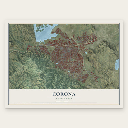 Corona, California map print, the full design