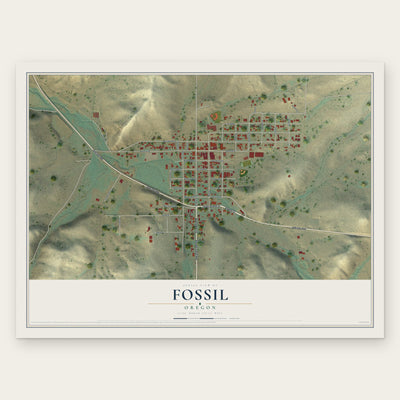Fossil, Oregon map print, the full design