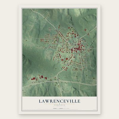 Lawrenceville, Virginia map print, the full design