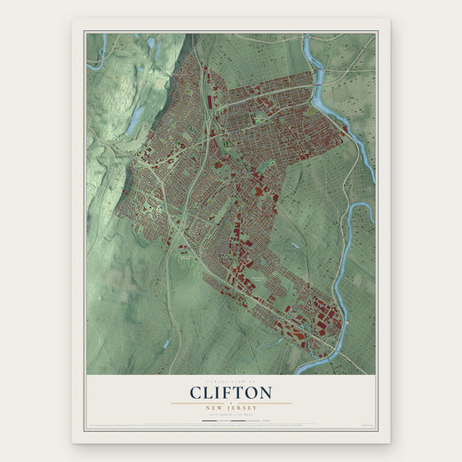 Clifton, New Jersey map print, the full design