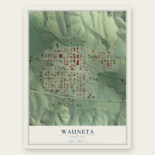 Wauneta, Nebraska map print, the full design