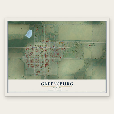 Greensburg, Kansas map print, the full design