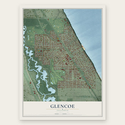 Glencoe, Illinois map print, the full design