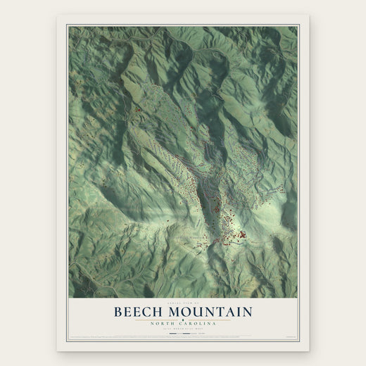 Beech Mountain, North Carolina map print, the full design