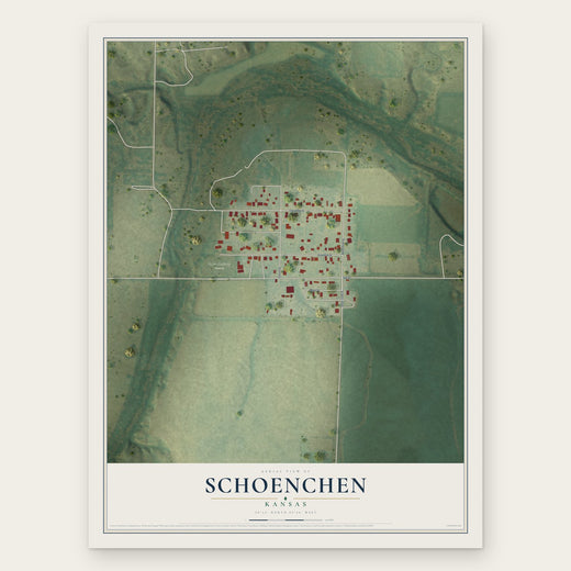 Schoenchen, Kansas map print, the full design